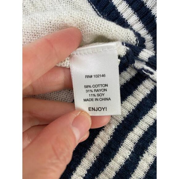 Michael Stars Women's 1 Cream Orange Black Striped Lightweight Sweater Vest - Picture 4 of 7